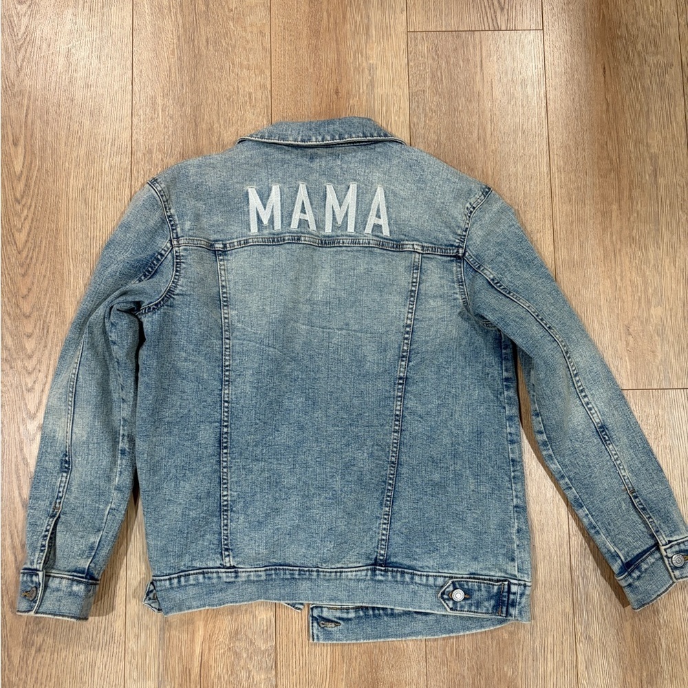 Sonoma Goods for Life Mama Denim Jacket Women Small Light Wash Embroidered - Picture 5 of 8